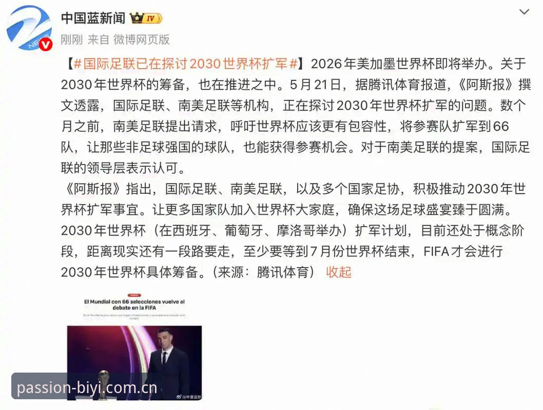 最新必一体育应用 2030世界杯扩军至66队最新进展:中国男足有望迎来历史性机遇